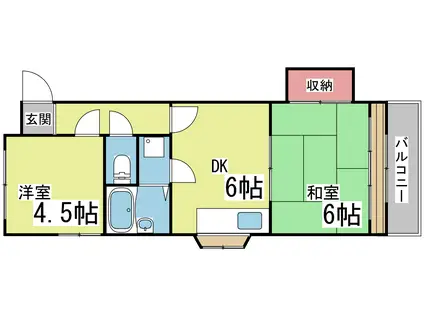 シンプルライフ大石東(2DK/4階)の間取り写真