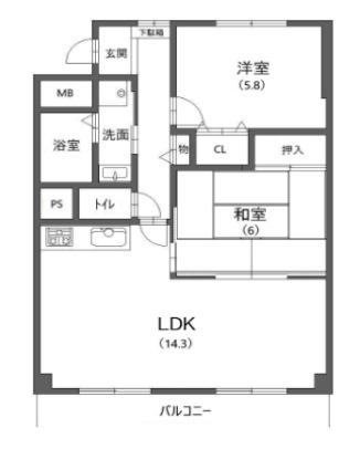 フォーラムノリタケ2(2LDK/3階)の間取り写真
