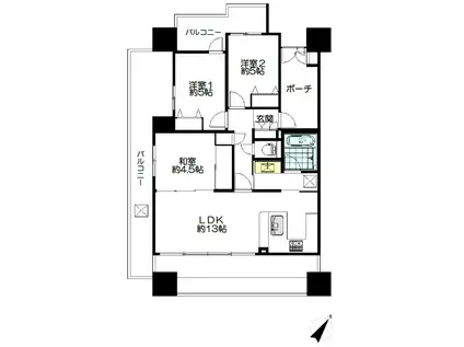 ドルフ甲南山手(3LDK/10階)の間取り写真