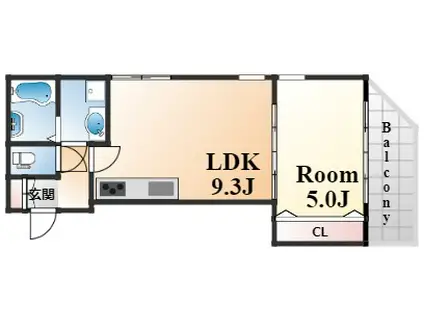 TIDE.STYLE FUKAE(1LDK/3階)の間取り写真