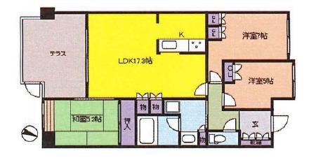 プレシェスト芦屋(3LDK/1階)の間取り写真