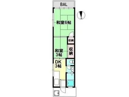 グランツ西芦屋川(2DK/4階)の間取り写真