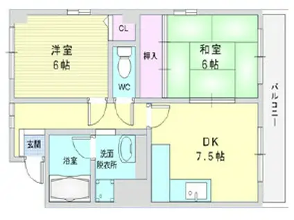 サンロード春日野(2DK/2階)の間取り写真
