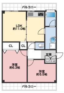 東和ハイツ(2LDK/2階)の間取り写真