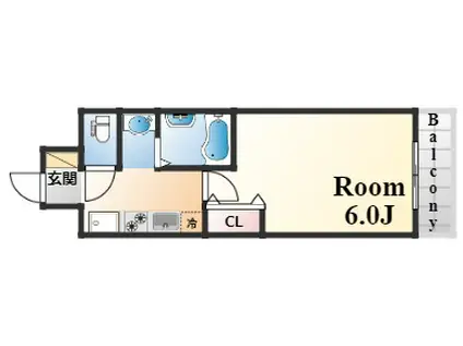 エステムコート神戸元町2グレイド(1K/5階)の間取り写真