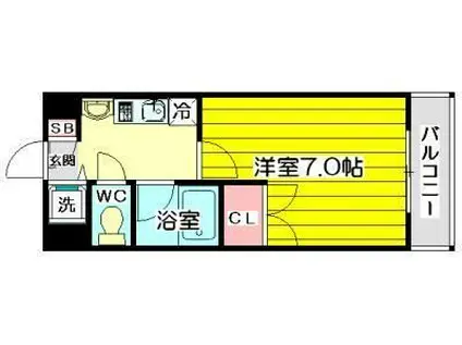 グランデ・アステール芦屋(1K/5階)の間取り写真