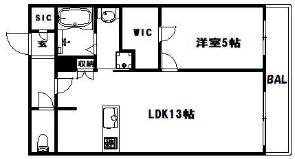 ワコーレ神戸みなと元町(1LDK/8階)の間取り写真