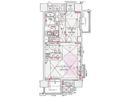 エスコートみなと元町海岸通(1LDK/15階)の間取り写真