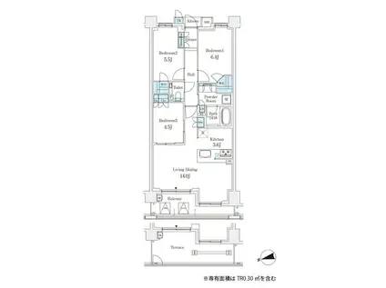 パークシュロス芦屋(3LDK/5階)の間取り写真