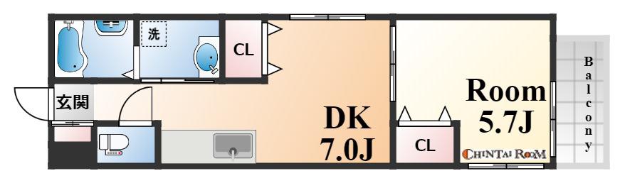 VIEW本山(1DK/2階)の間取り写真