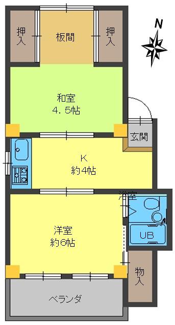 東灘サチハイツ(2DK/3階)の間取り写真