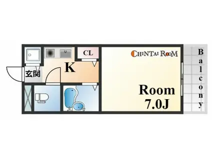 サンビルダー六甲山ノ手(1K/4階)の間取り写真