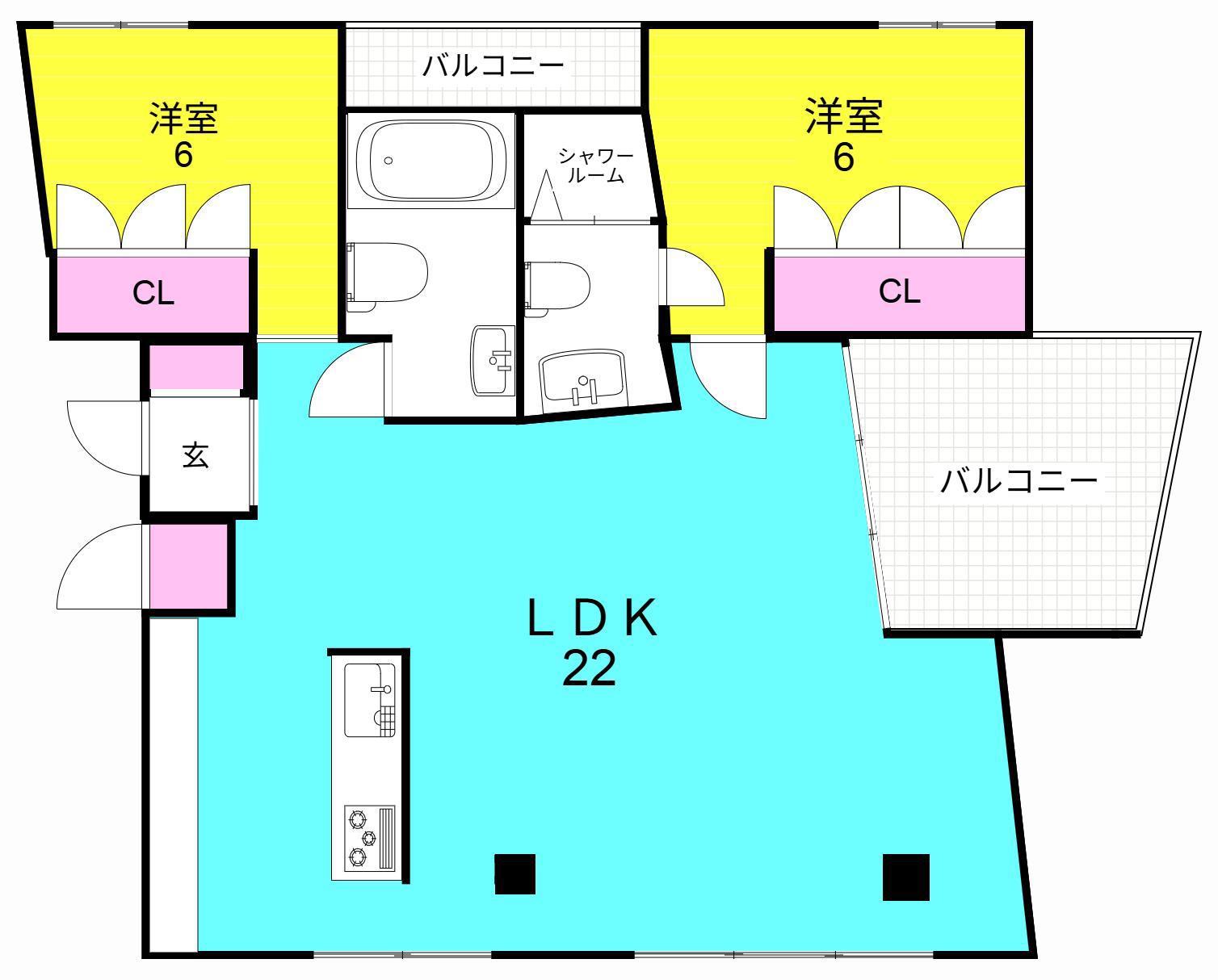 CRESCENT-T(2LDK/2階)の間取り写真