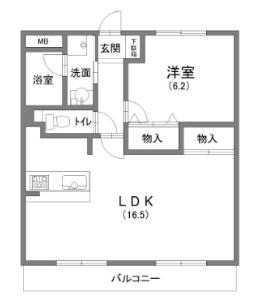フォーラムノリタケ2(1LDK/1階)の間取り写真