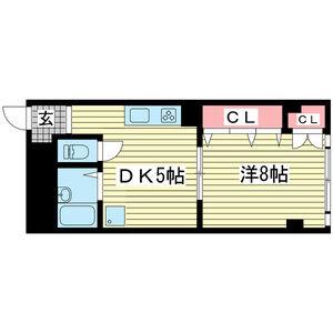 ヤマウラ77ビル(1DK/6階)の間取り写真
