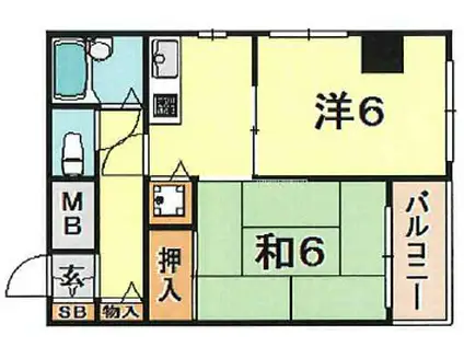 ライオンズマンション三宮第2(2K/5階)の間取り写真