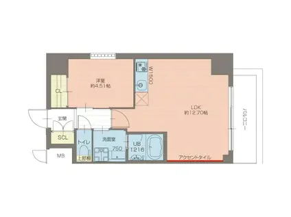 プレジオ西宮北口(1LDK/2階)の間取り写真