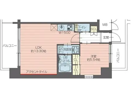 プレジオさくら夙川(1LDK/4階)の間取り写真