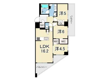 BRILLIA西宮北口 THE RESIDENCE(3LDK/4階)の間取り写真