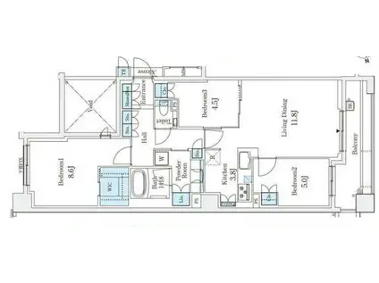 パークシュロス芦屋(3LDK/4階)の間取り写真