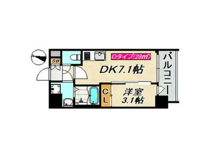 SDグランツ三宮イーストフロント(1DK/6階)の間取り写真