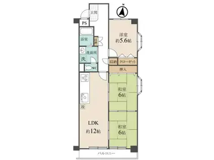 東灘ハイツ(3LDK/2階)の間取り写真