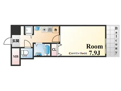 ロイヤルヒル神戸三宮(1K/6階)の間取り写真