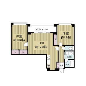S-RESIDENCE夙川(2LDK/4階)の間取り写真