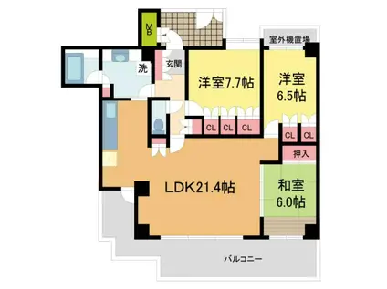 ジオ甲陽園山王町アーバンビュー(3LDK/2階)の間取り写真