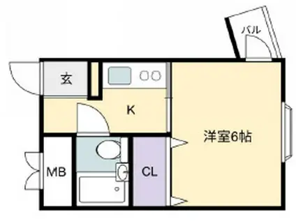 北野ハウス(1K/1階)の間取り写真