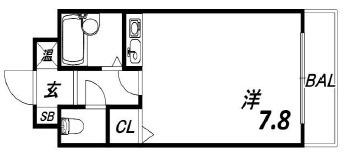 クレッシェンド岸地(ワンルーム/2階)の間取り写真