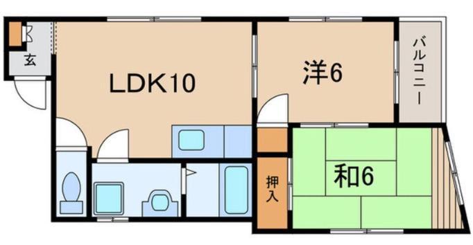 六甲ブライトマンション(2LDK/2階)の間取り写真