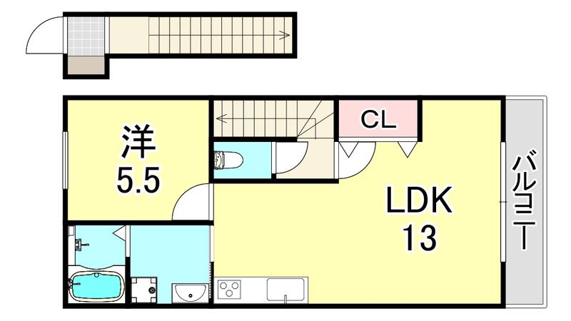 アイメゾン中島通2(1LDK/2階)の間取り写真