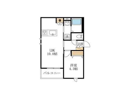 URBAN RISM COURT 西宮北口(1LDK/2階)の間取り写真