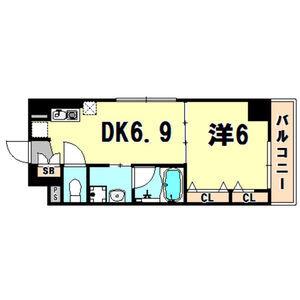 カサベルデ神戸(1DK/3階)の間取り写真