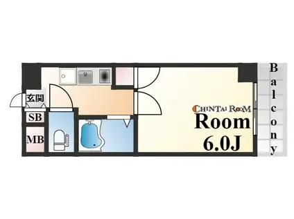 クリスタルコート下山手(1K/2階)の間取り写真