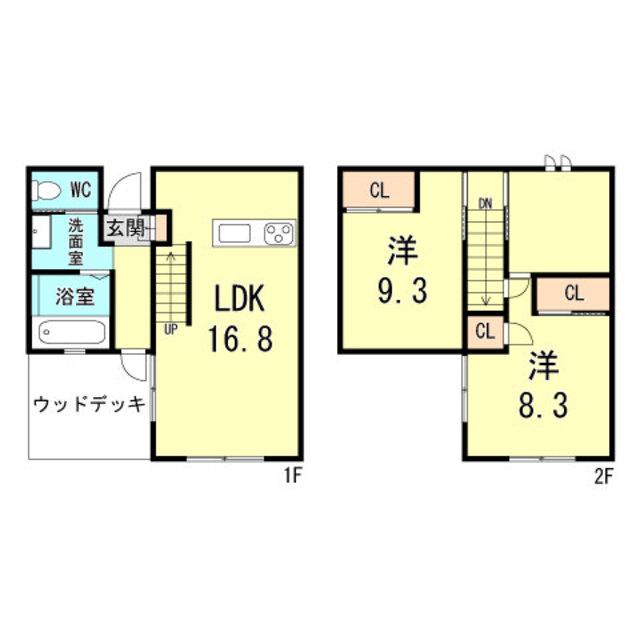 エクリュ西宮里中(2LDK/1階)の間取り写真