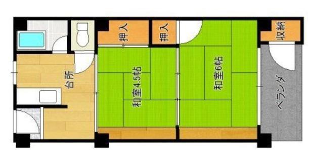 湊川第一マンション(2K/4階)の間取り写真
