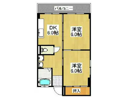 マンション住吉南(2DK/2階)の間取り写真