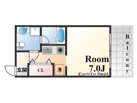 チェメント(1K/4階)の間取り写真