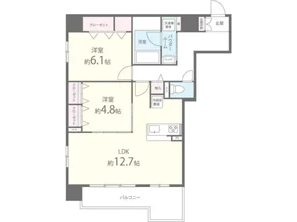 エルイソベ三宮(2LDK/6階)の間取り写真