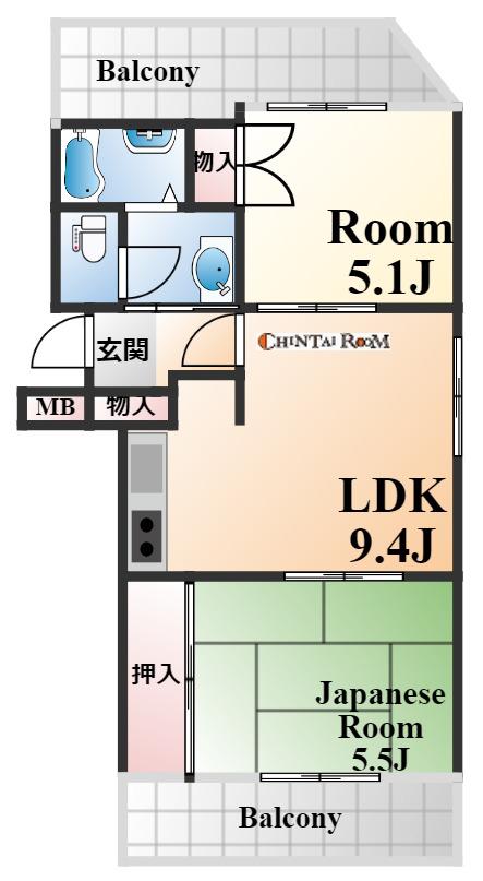 サレール御影(2DK/2階)の間取り写真