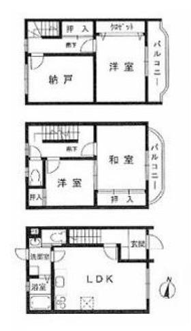 阪神電鉄本線 青木駅 徒歩3分 3階建 築29年(3SLDK)の間取り写真