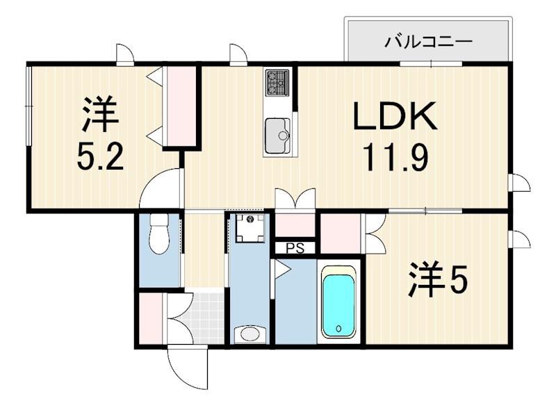 SAKURA MAISON(2LDK/2階)の間取り写真