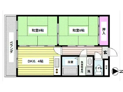 日宝アドニス本山(2DK/3階)の間取り写真