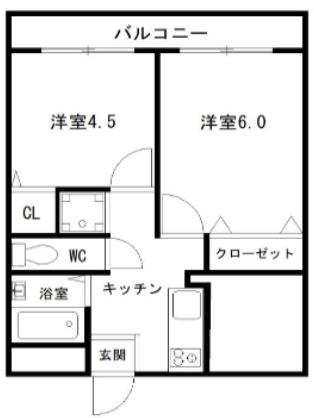 シティハイツ二宮(2K/2階)の間取り写真