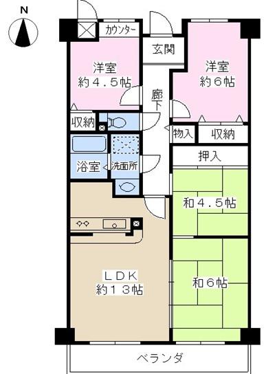 クレール西宮北口(4LDK/1階)の間取り写真