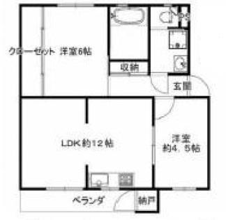 鶴甲コーポ 1号棟 - 34号棟(2LDK/4階)の間取り写真