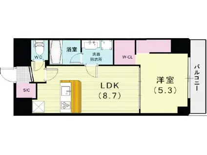 ライオンズマンション三宮第2(1LDK/8階)の間取り写真