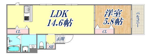 アールメゾン夙川(1LDK/2階)の間取り写真